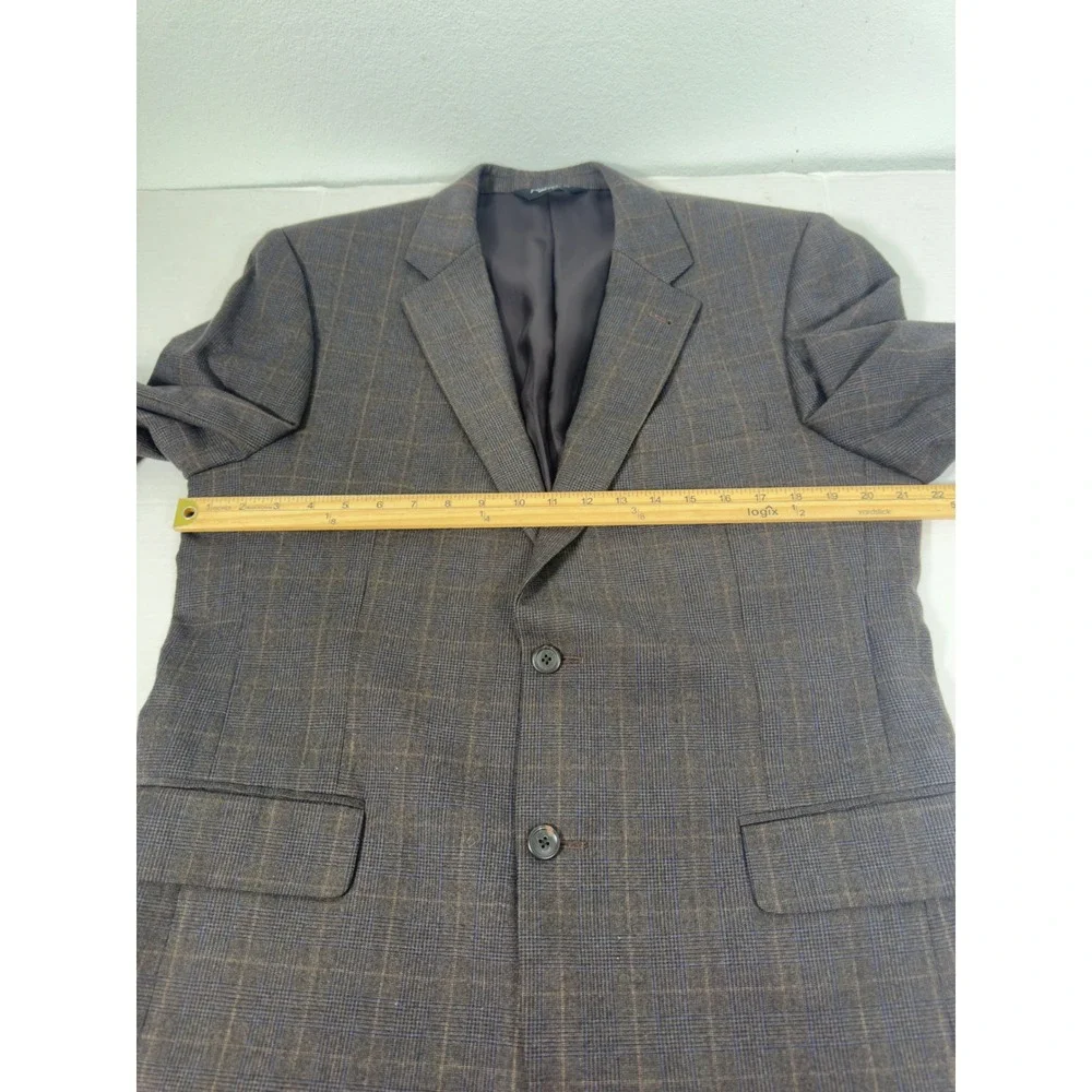 Jos A Bank Signature Collection Blazer‎ Mens 42R Brown Blue Glen Plaid 100% Wool